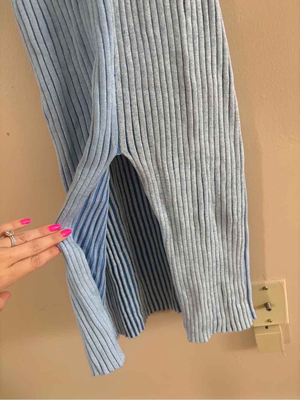 Lulus Radiant Personality Blue Color Block Ribbed Knit Midi Dress Size Small NWT - Picture 9 of 10